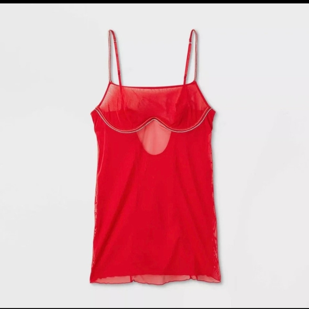 Auden Red Sheer Camisole Top